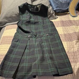 Blackwatch Plaid Green and Navy Kids Dress